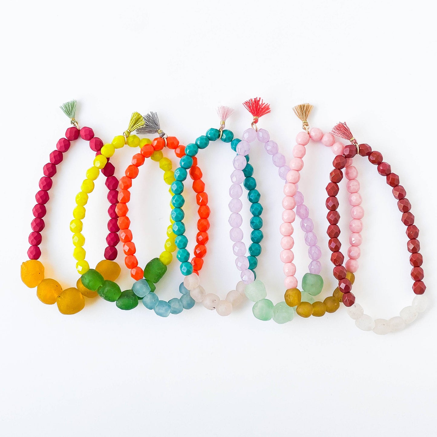 Recycled African Glass And Mixed Bead Bracelet