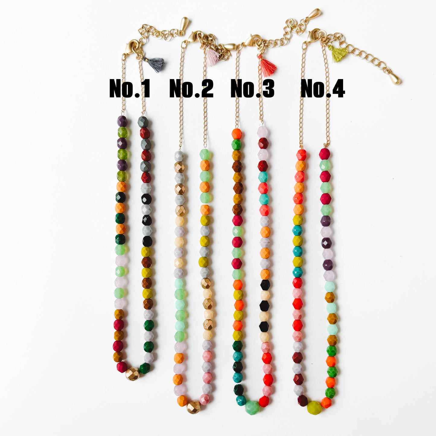 Adjustable Colorful Beaded Necklace With Tiny Tassel