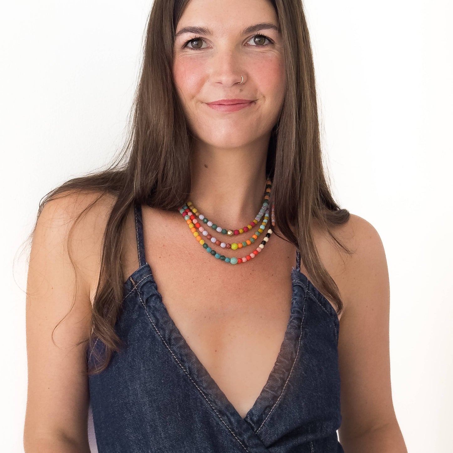 Adjustable Colorful Beaded Necklace With Tiny Tassel