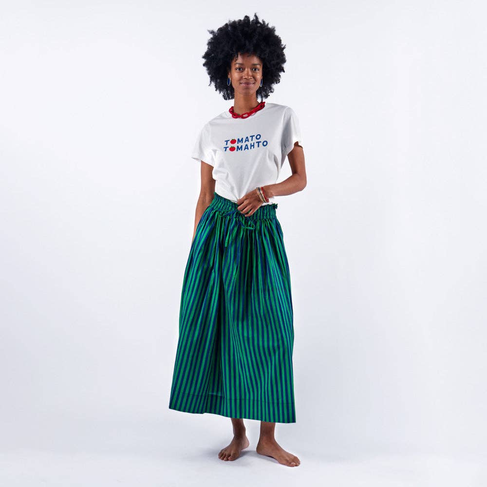 Keaton Stripe Skirt Navy and Kelly Green