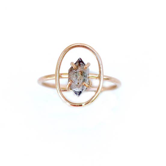 Herkimer Diamond Halo Ring
