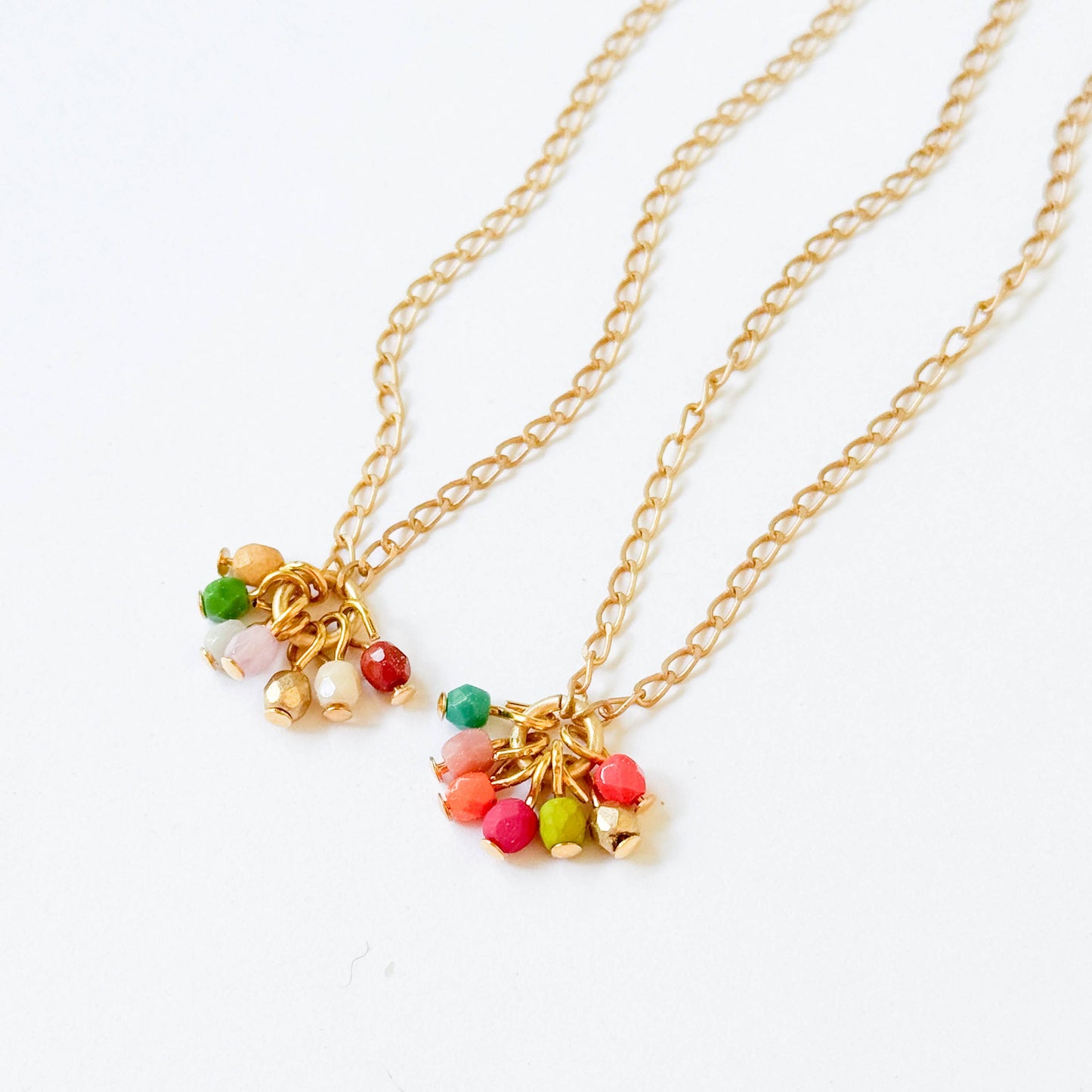 Dainty Necklace With Beaded Cluster Pendant