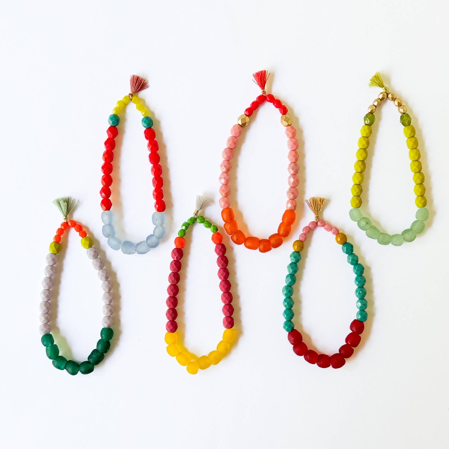 Multicolor Recycled African and Czech Glass Bead Bracelet