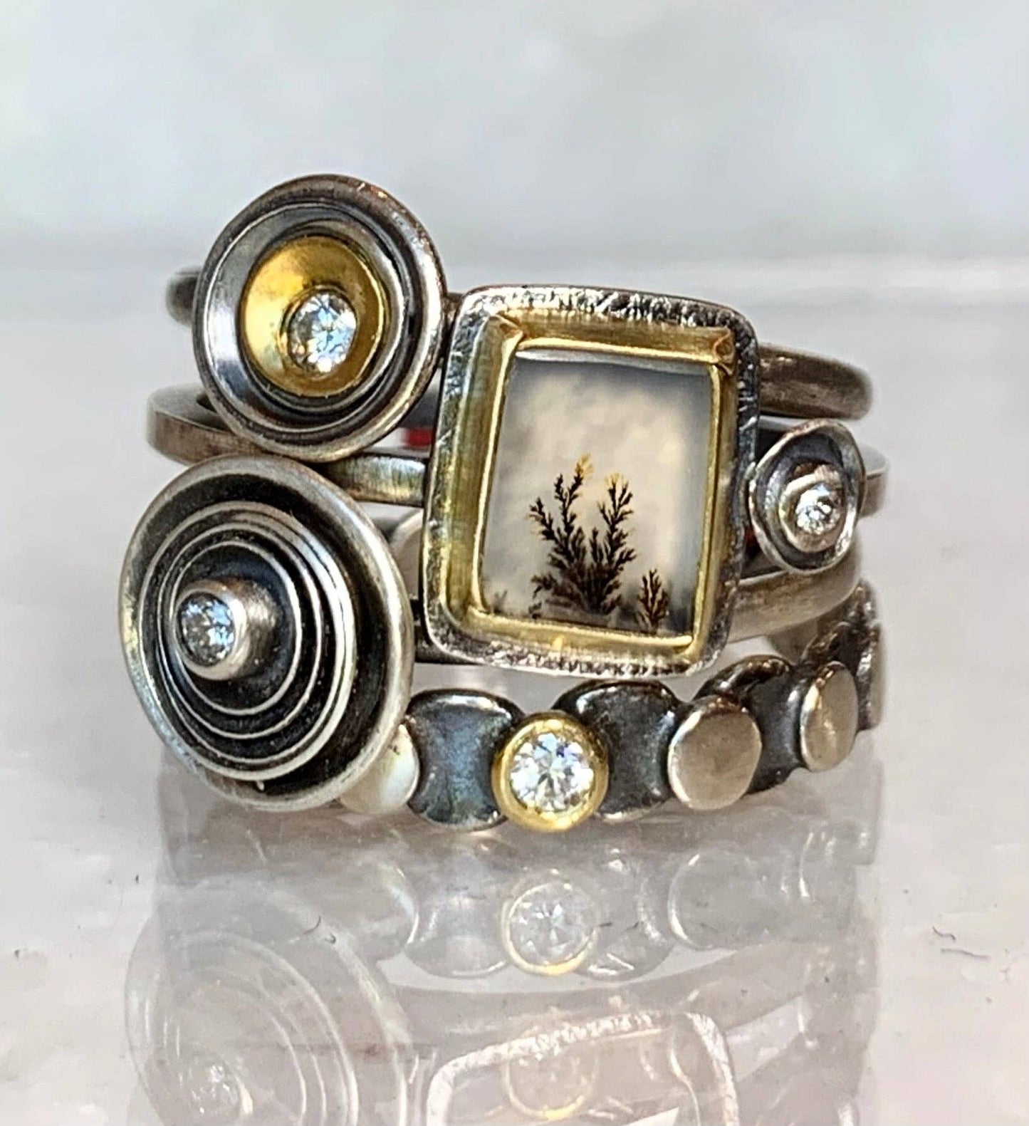 Eclipse Stacker Ring with Diamond