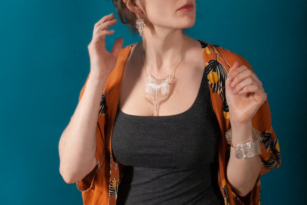Clear Kinetic Shield Necklace