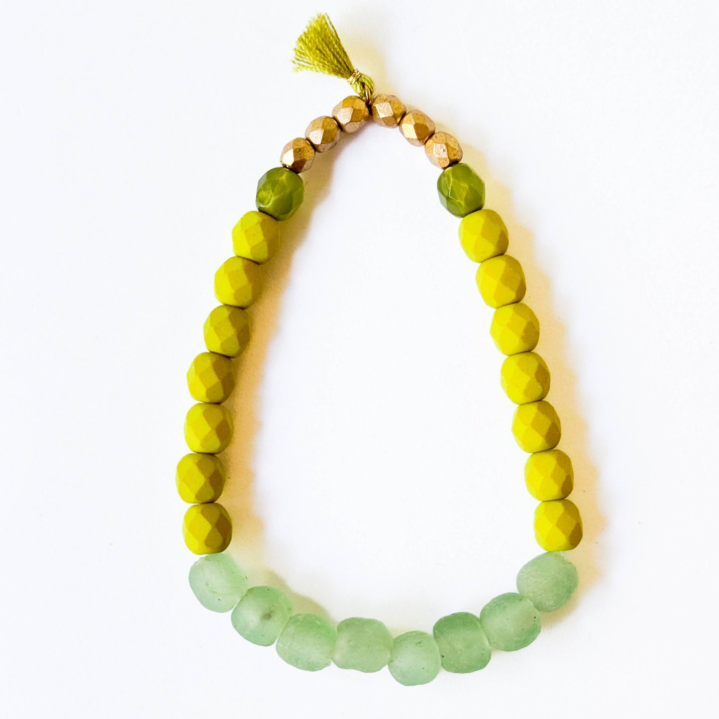 Multicolor Recycled African and Czech Glass Bead Bracelet