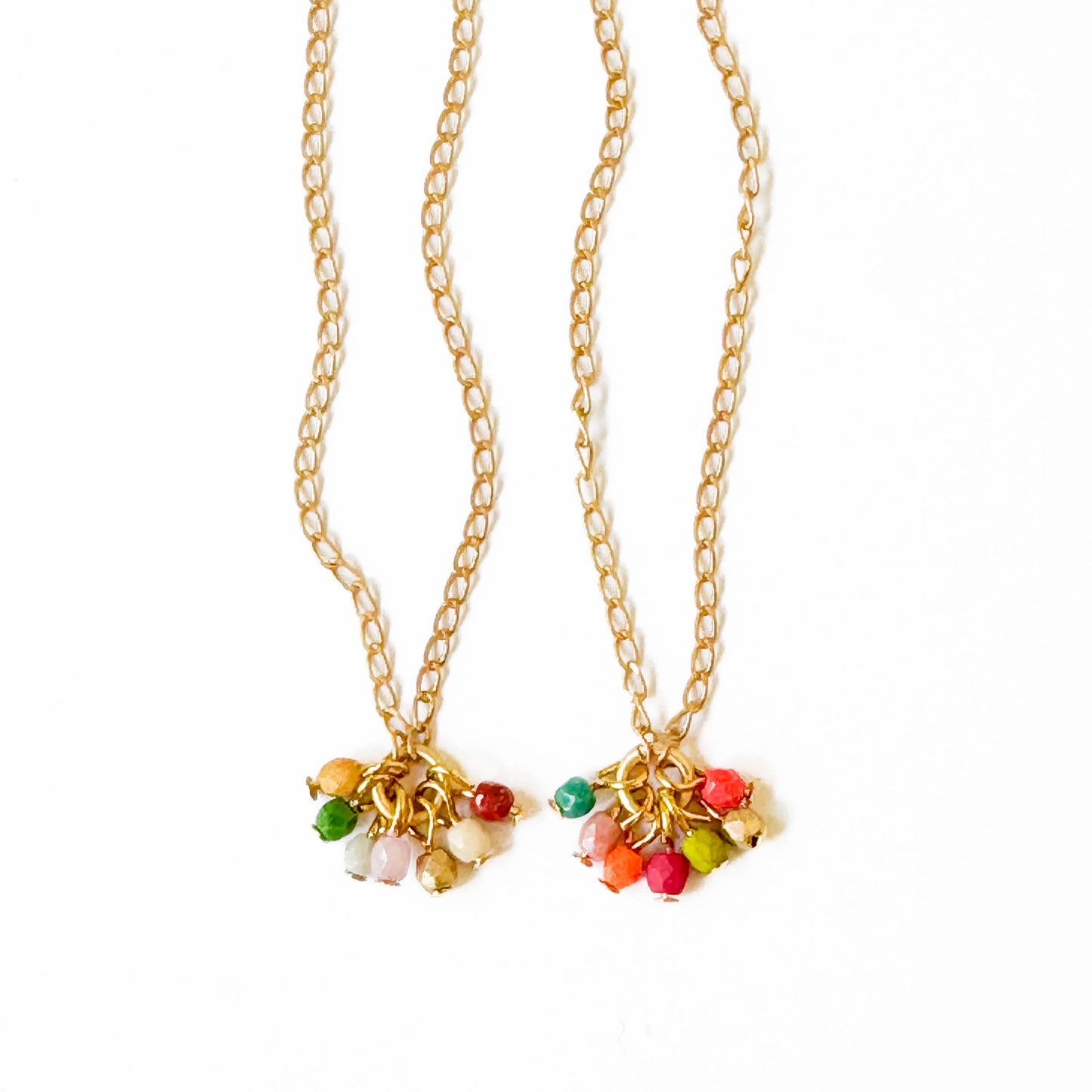 Dainty Necklace With Beaded Cluster Pendant