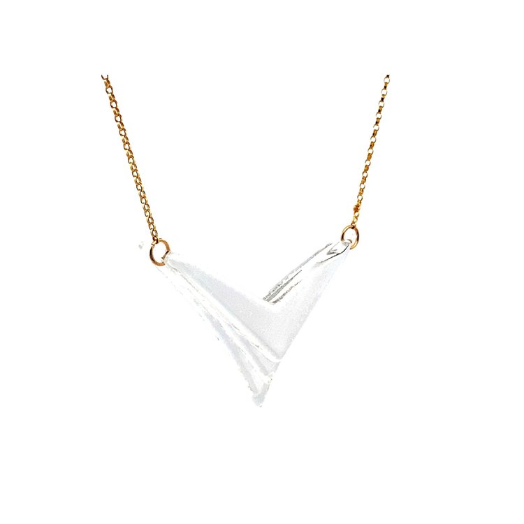 Stacked Clear Deco V Necklace