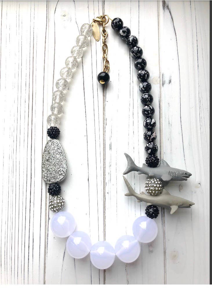The Shark Necklace in Black Tie