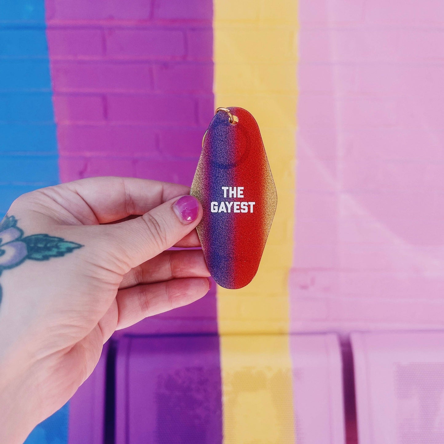 The Gayest Motel Keytag - Rainbow