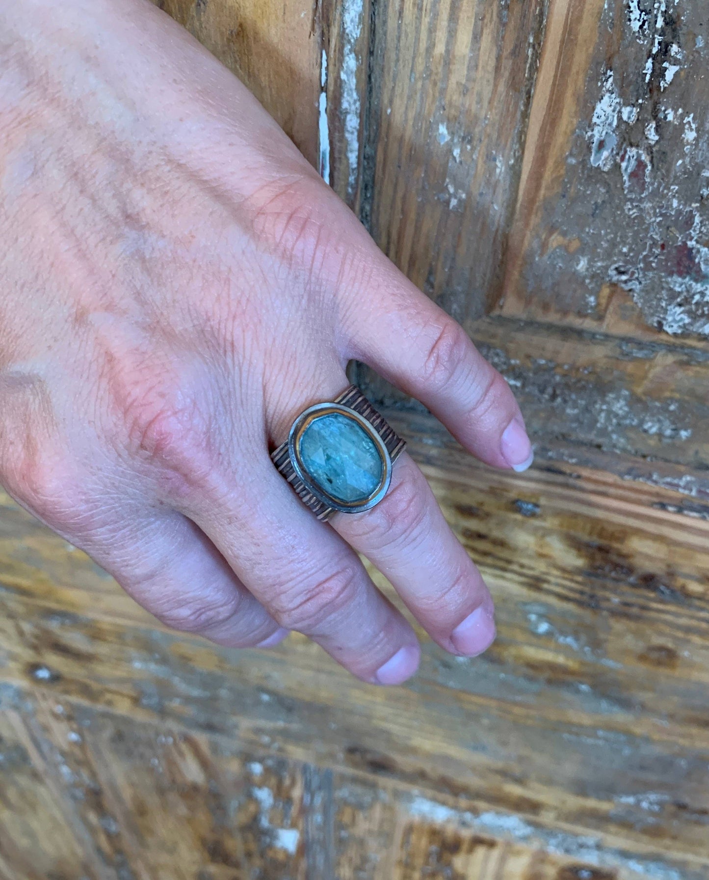 Adjustable Ribbed Band with Kyanite