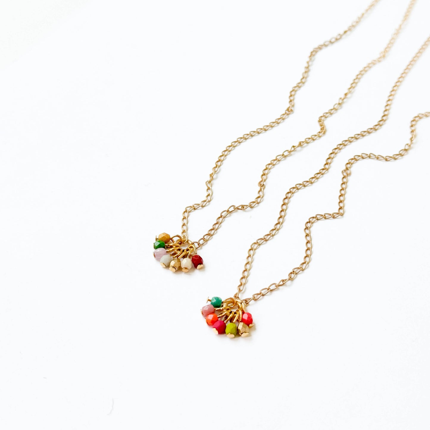 Dainty Necklace With Beaded Cluster Pendant