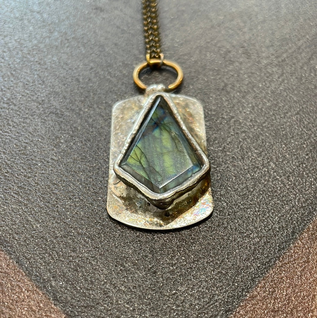 Labradorite Dog Tag Necklace