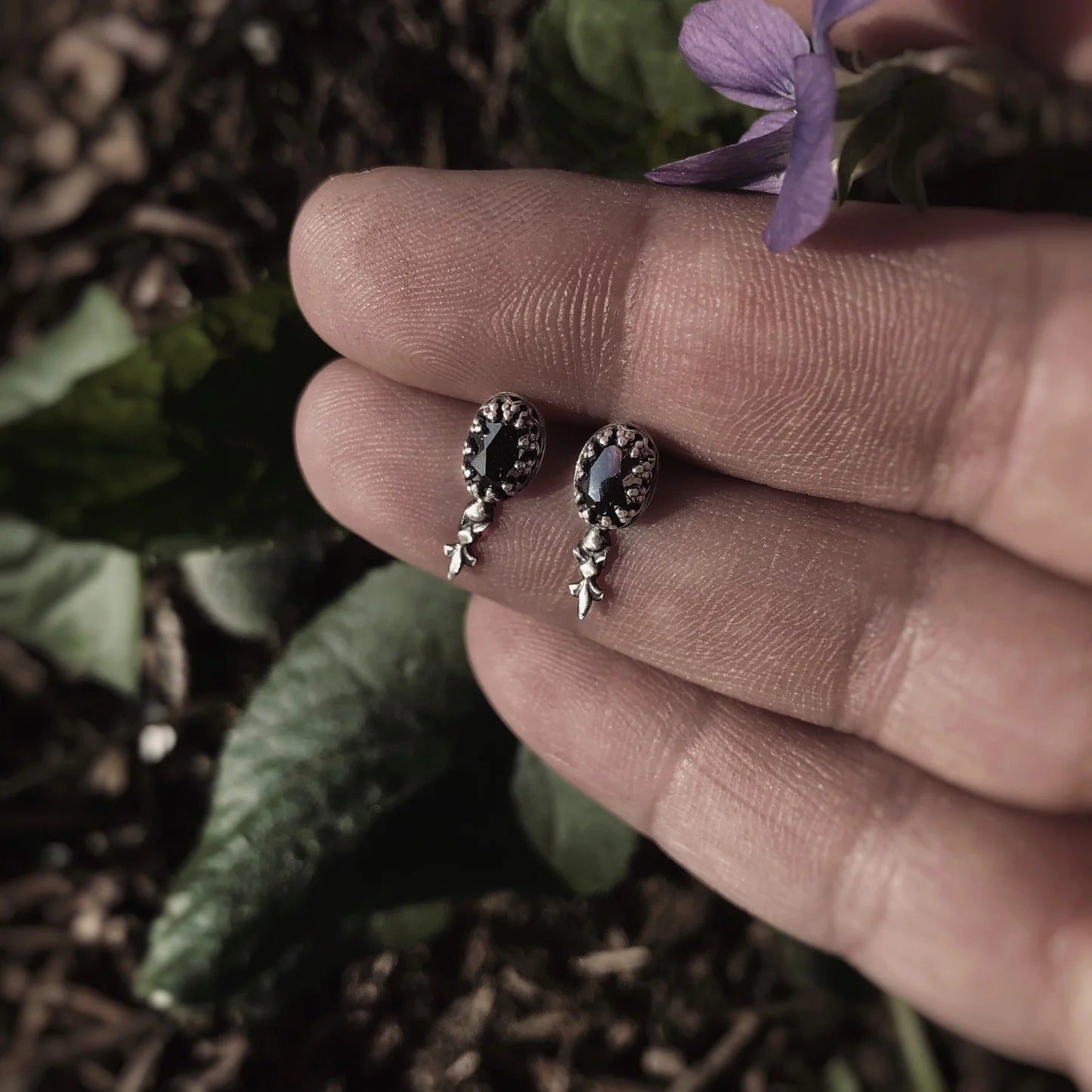 Hematite Phobia Studs