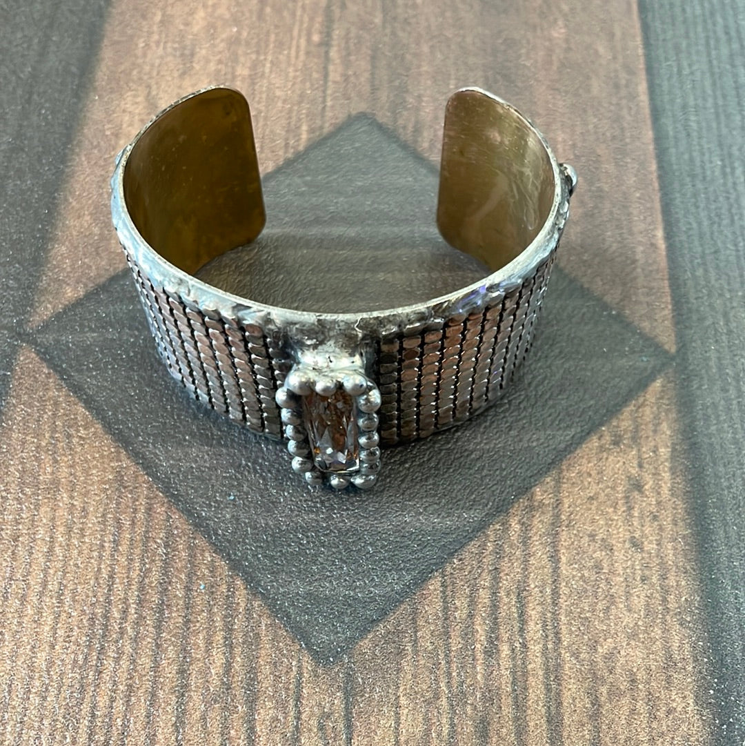 Silver Mesh cuff with Swarovski crystal