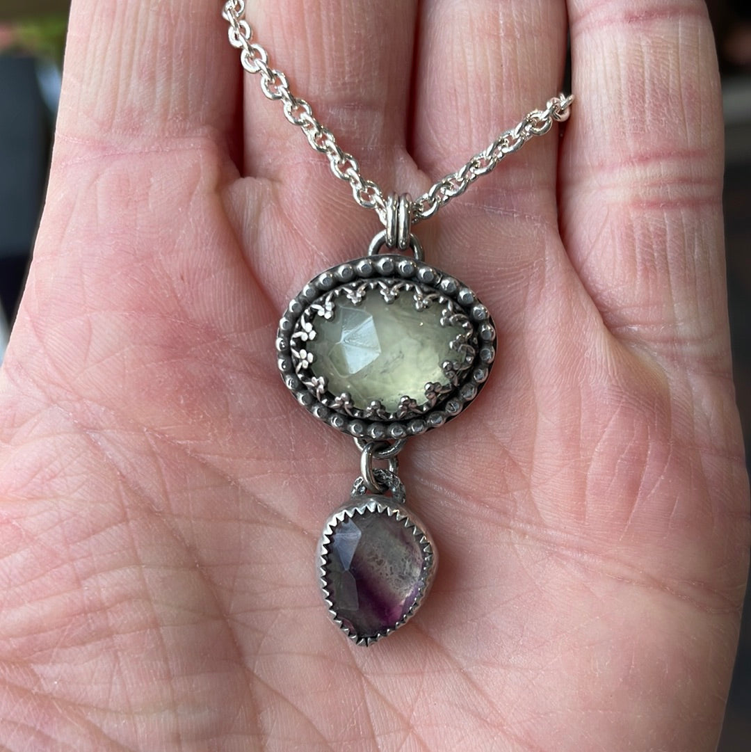 Prehnite and Fluorite Pendant