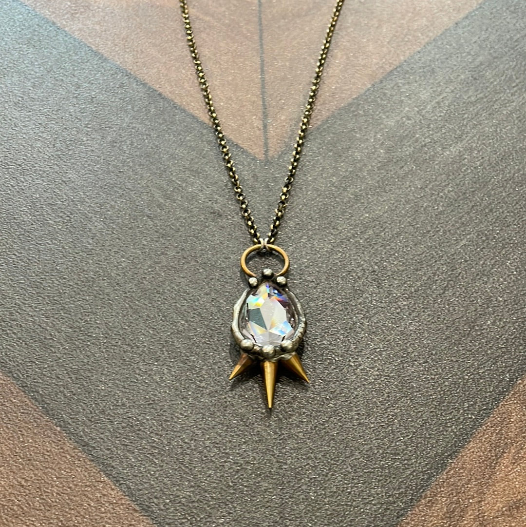 Spiked Teardrop Crystal Necklace