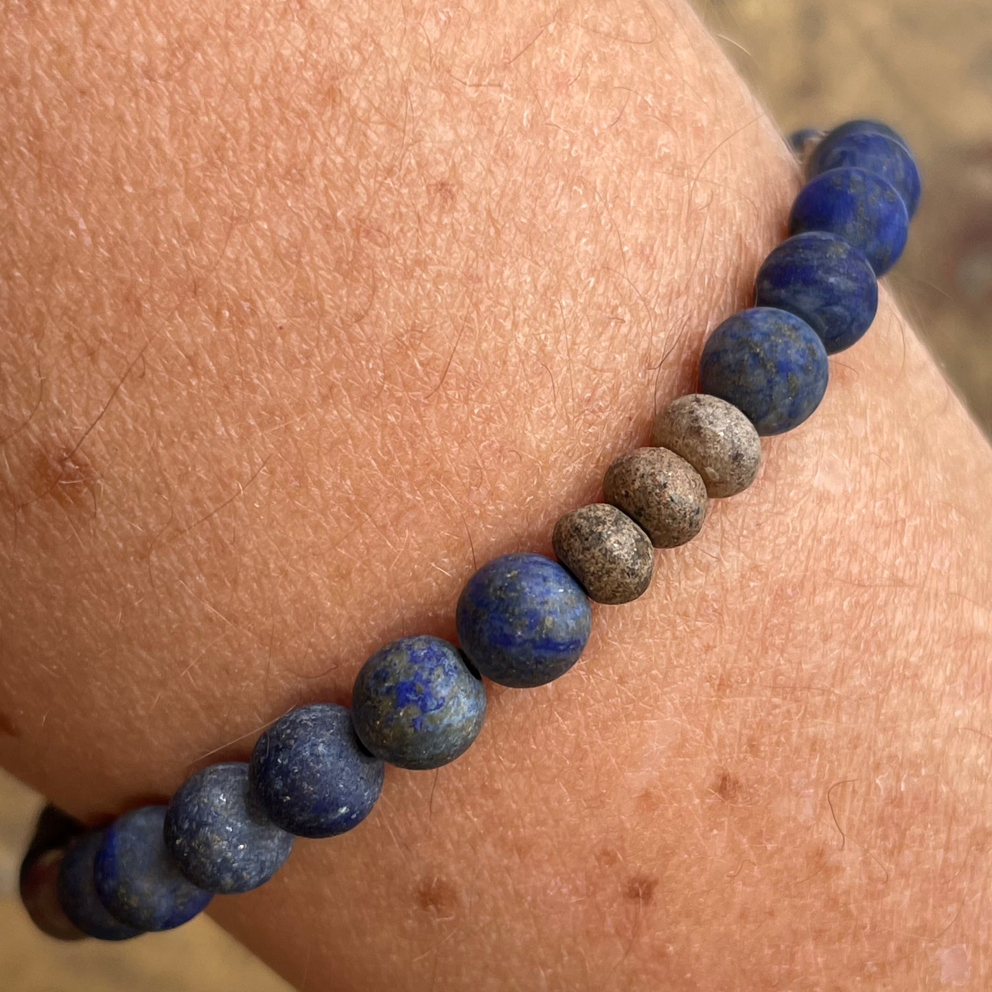 Lapis and Roman Glass Bracelet
