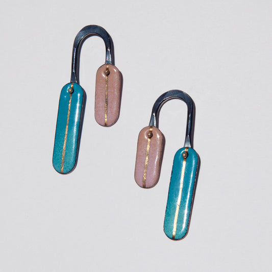 Blue and Pink Pathway Earrings