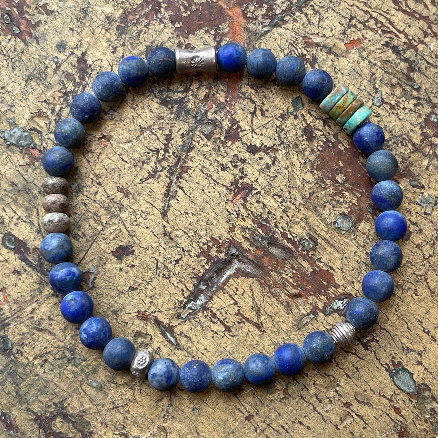 Lapis and Roman Glass Bracelet