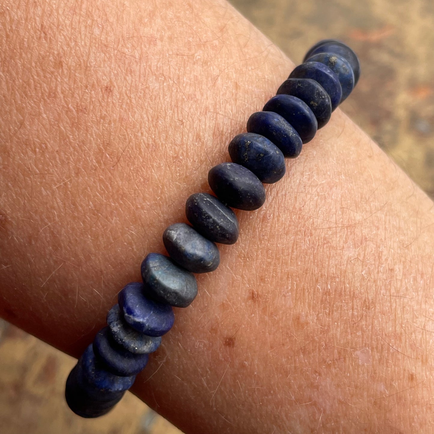 Carved Lapis and Silver Bracelet
