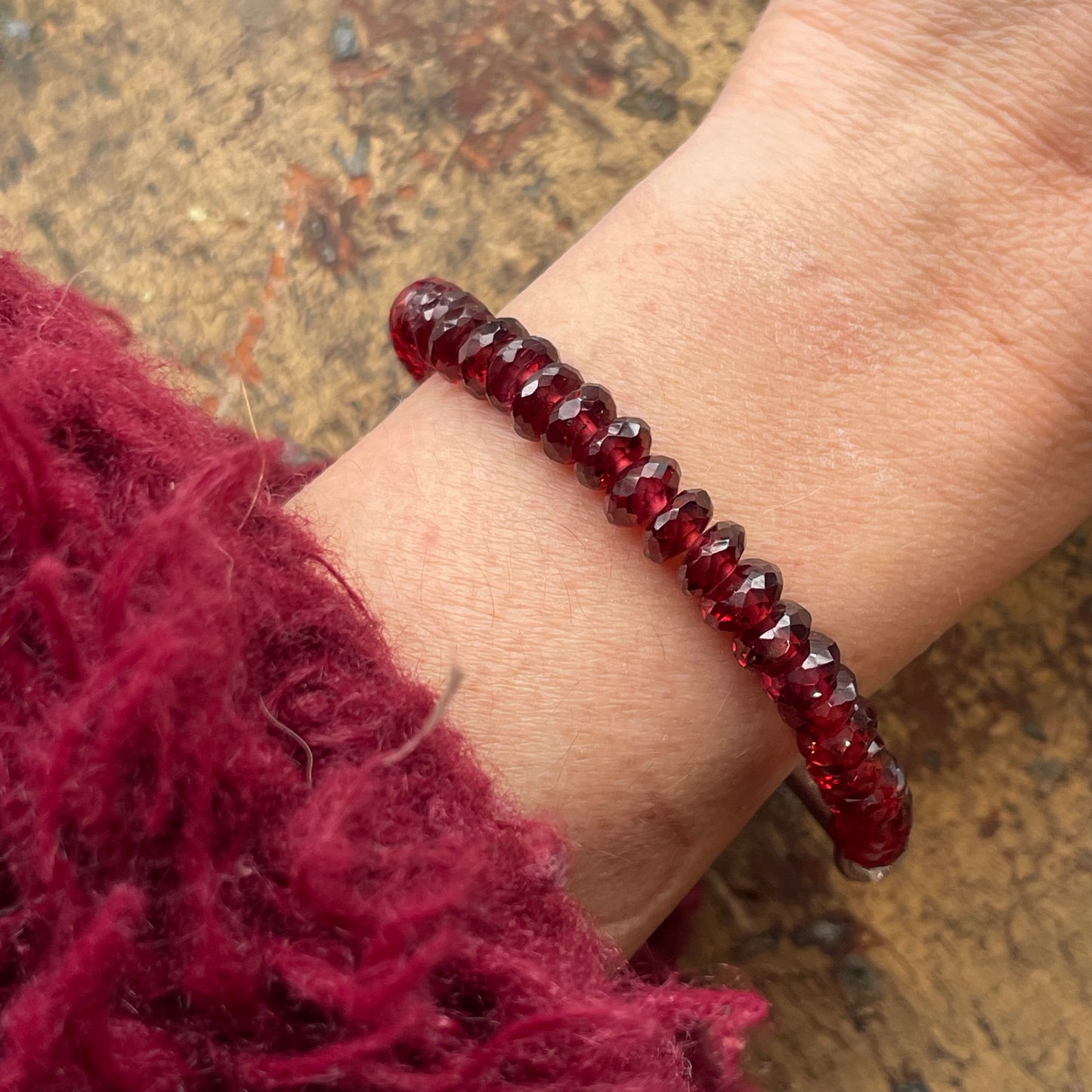 Garnet and Silver Bracelet