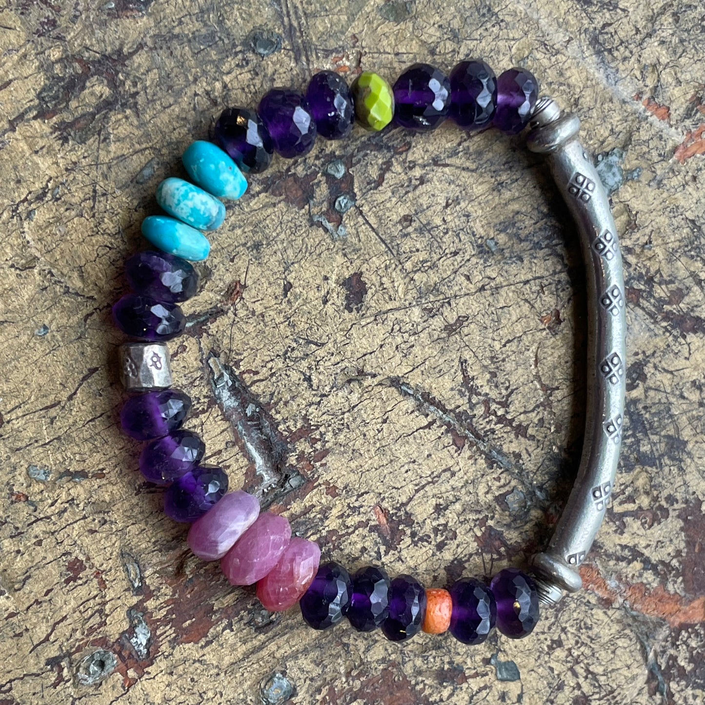 Amethyst with Thai Silver Bar Bravelet