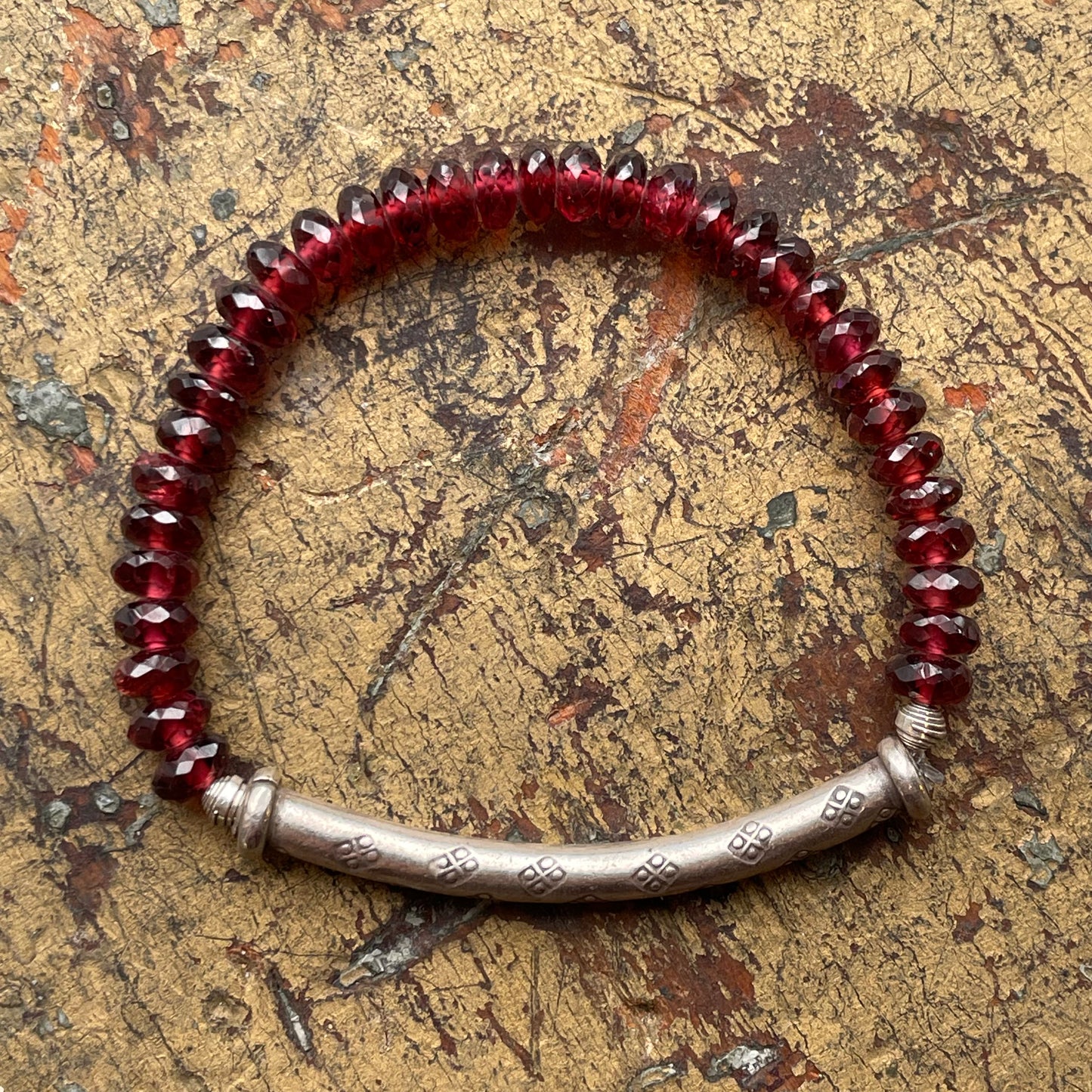 Garnet and Silver Bracelet