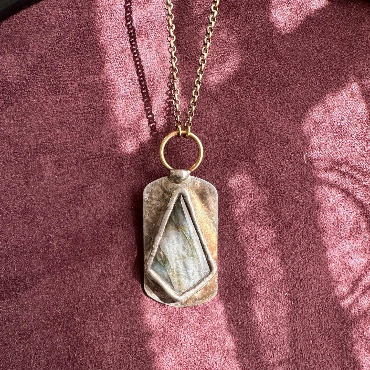 Labradorite Dog Tag Necklace