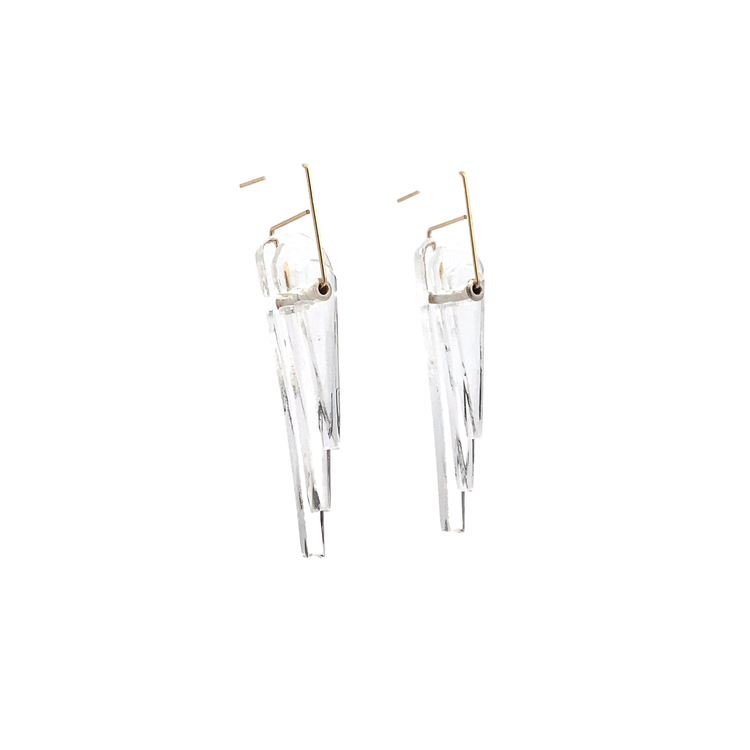 Clear Kinetic Long Deco Post Earrings