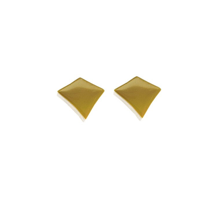 Olive Green Small Deco Diamond Post Earrings