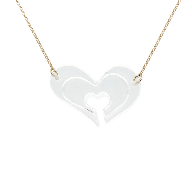 Stacked Clear Heart Necklace