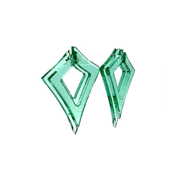 Jade Stacked Open Deco Diamond Post Earrings
