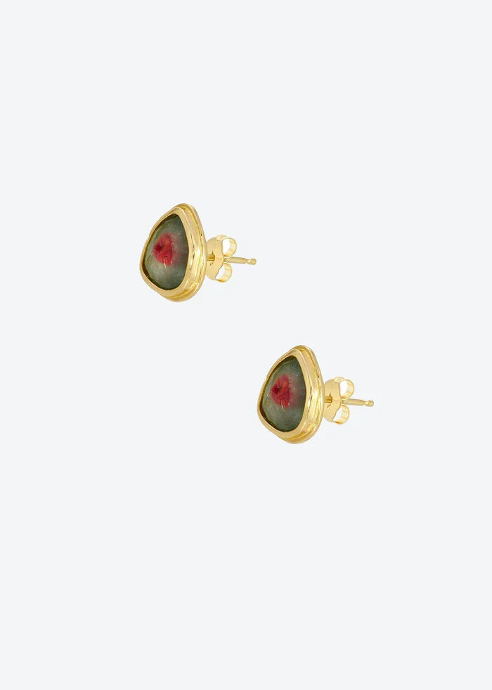 Watermelon Slice Studs 14K