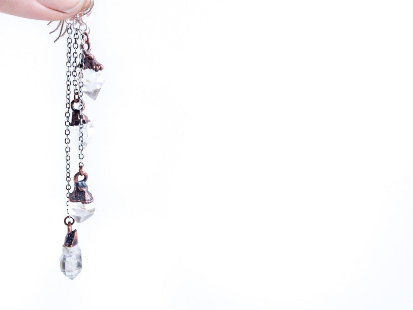 Tibetan Quartz Point Silver Earrings