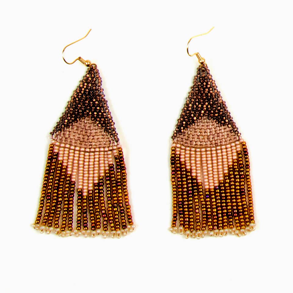 Beaded Graphic Fringe Earrings