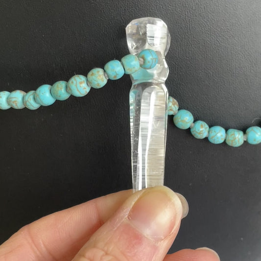 Carved Crystal and Turquoise beads Necklace