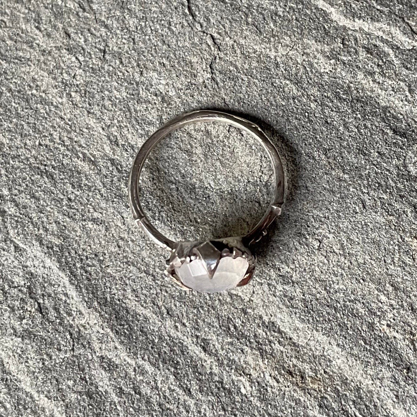 Mystical Solitaire Sterling and Rosecut Moonstone Ring