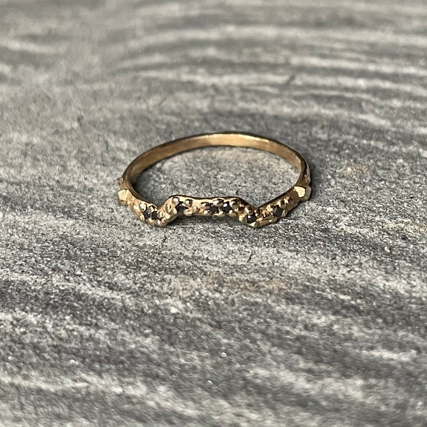 “Mesa” Black Diamond studded ring