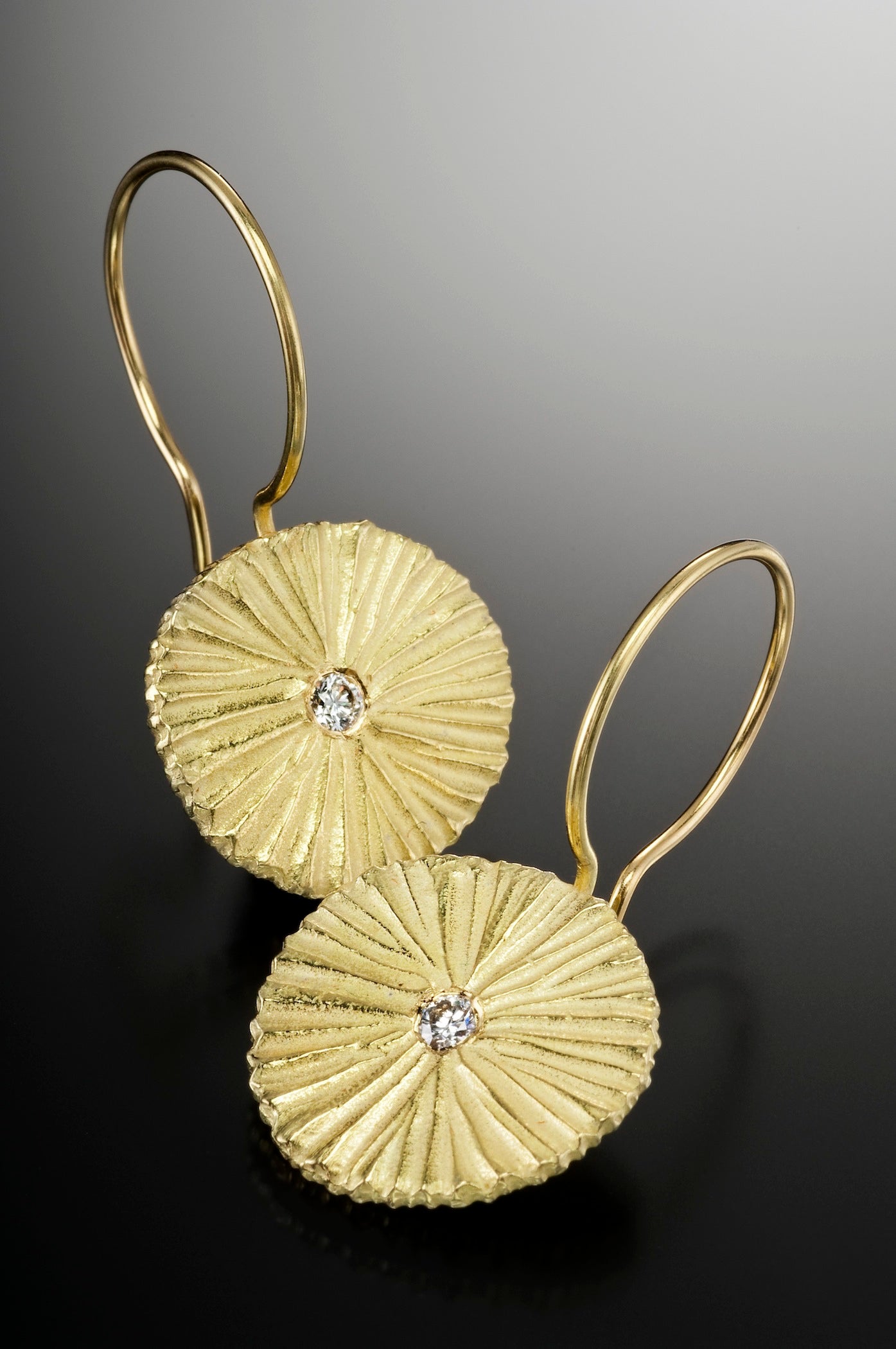 18K Gold Sunburst Earring with Diamonds