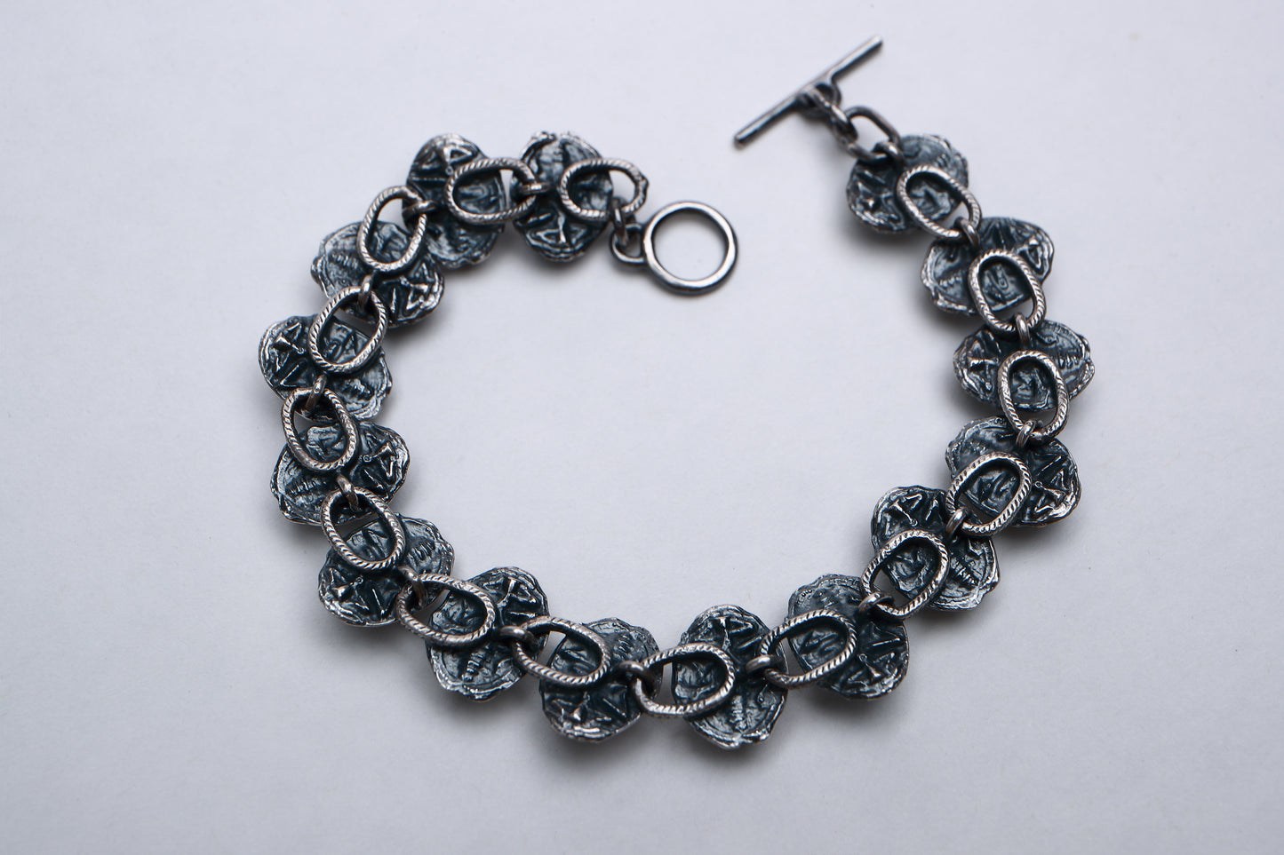 Silver beetle link bracelet