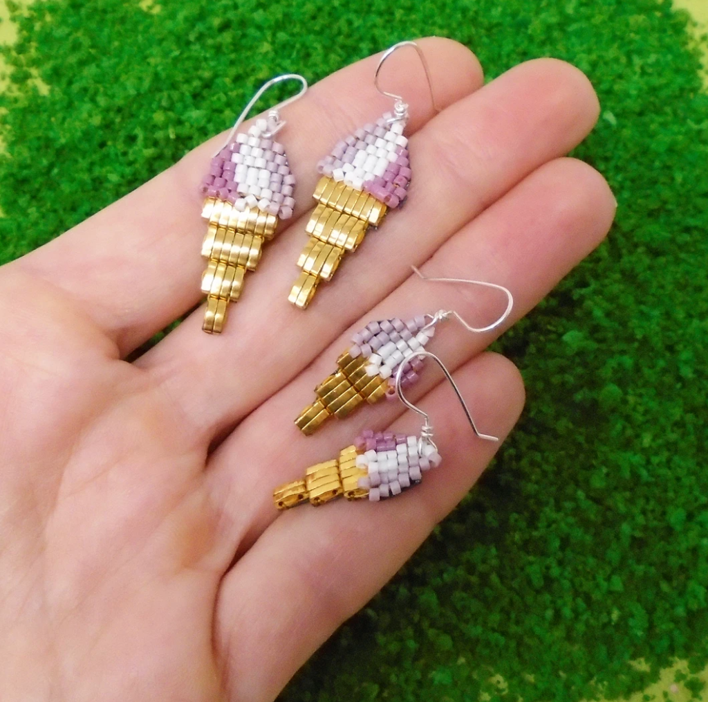 Raspberry Swirl Ice cream Earrings