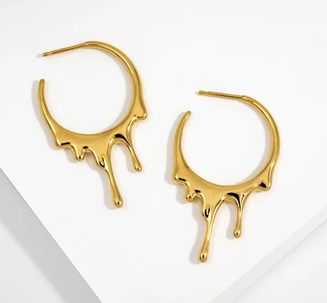 Dripping Circular Small Hoop- Gold