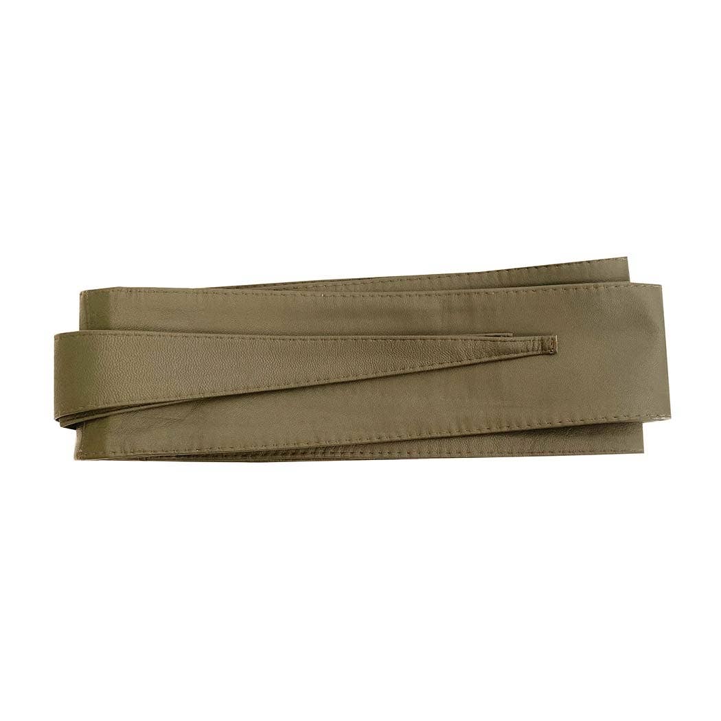 Obi Leather Wrap Belt- Mushroom