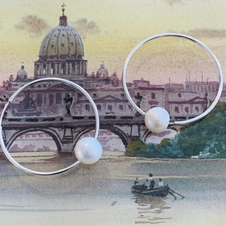 "Monaco" Pearl Hoop Earrings