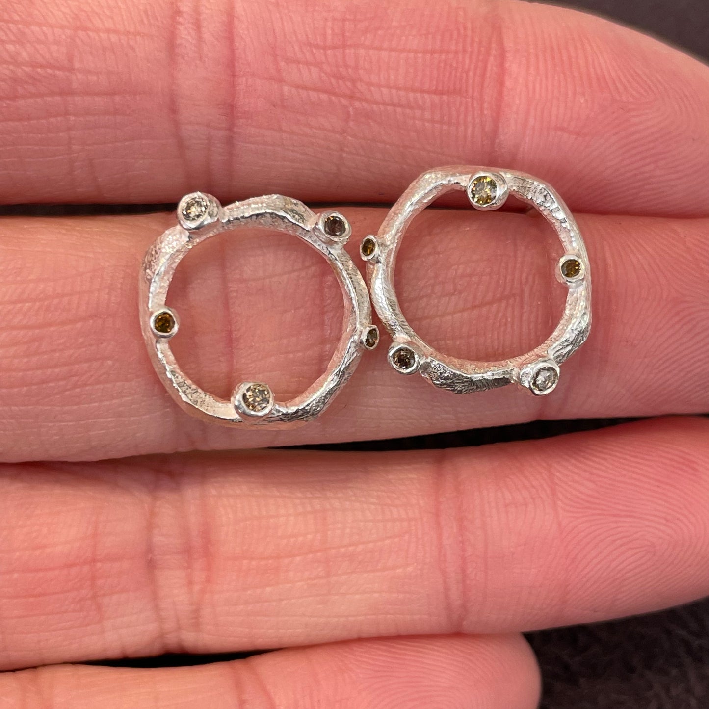Sterling Circles with Chocolate Diamonds