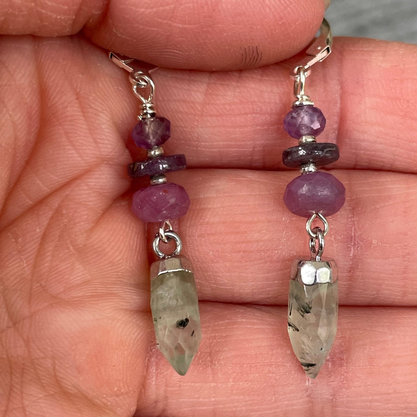 Prehnite Point Earrings