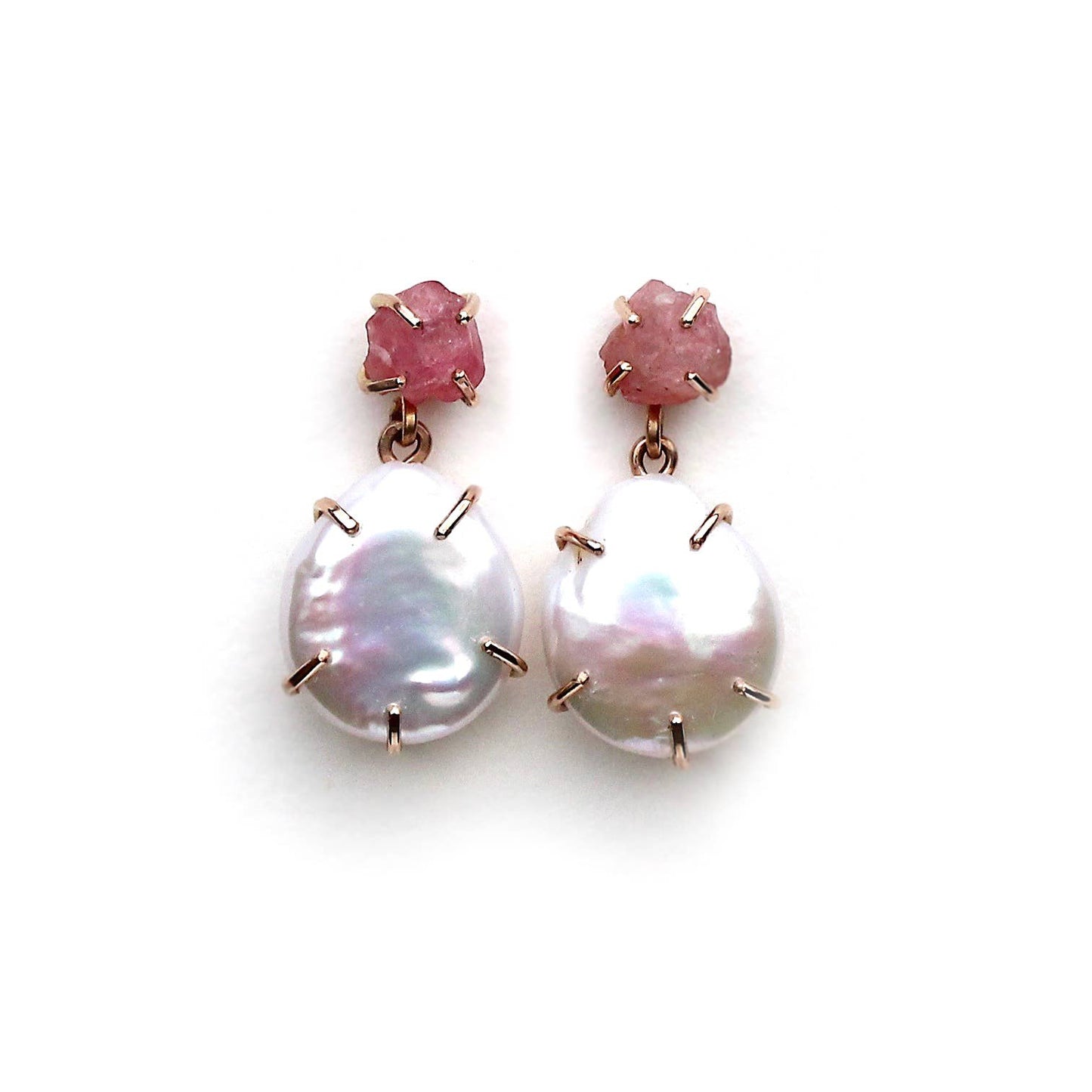 Double Drop Pearl and Gemstone Earrings