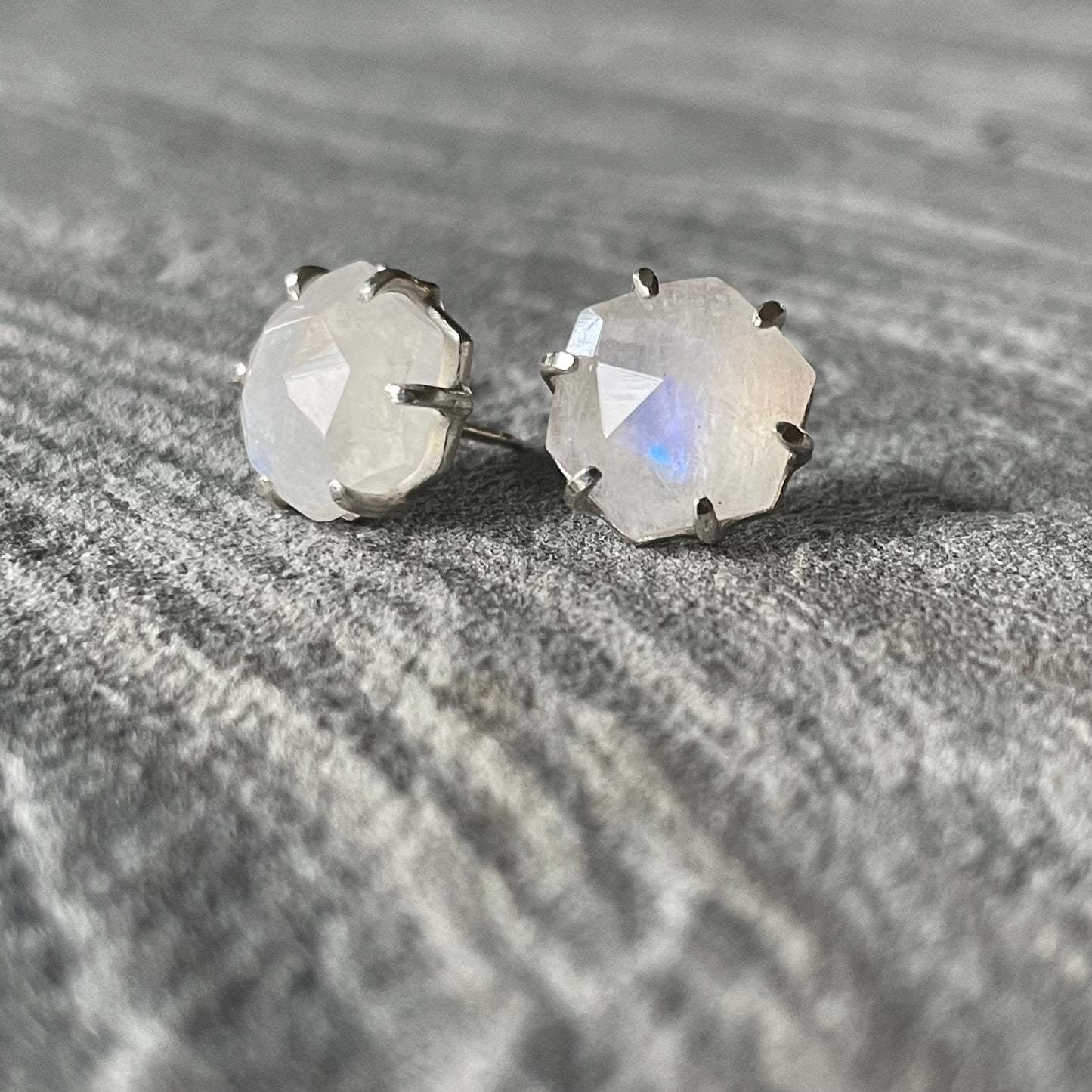 Rainbow Moonstone Hexy Studs