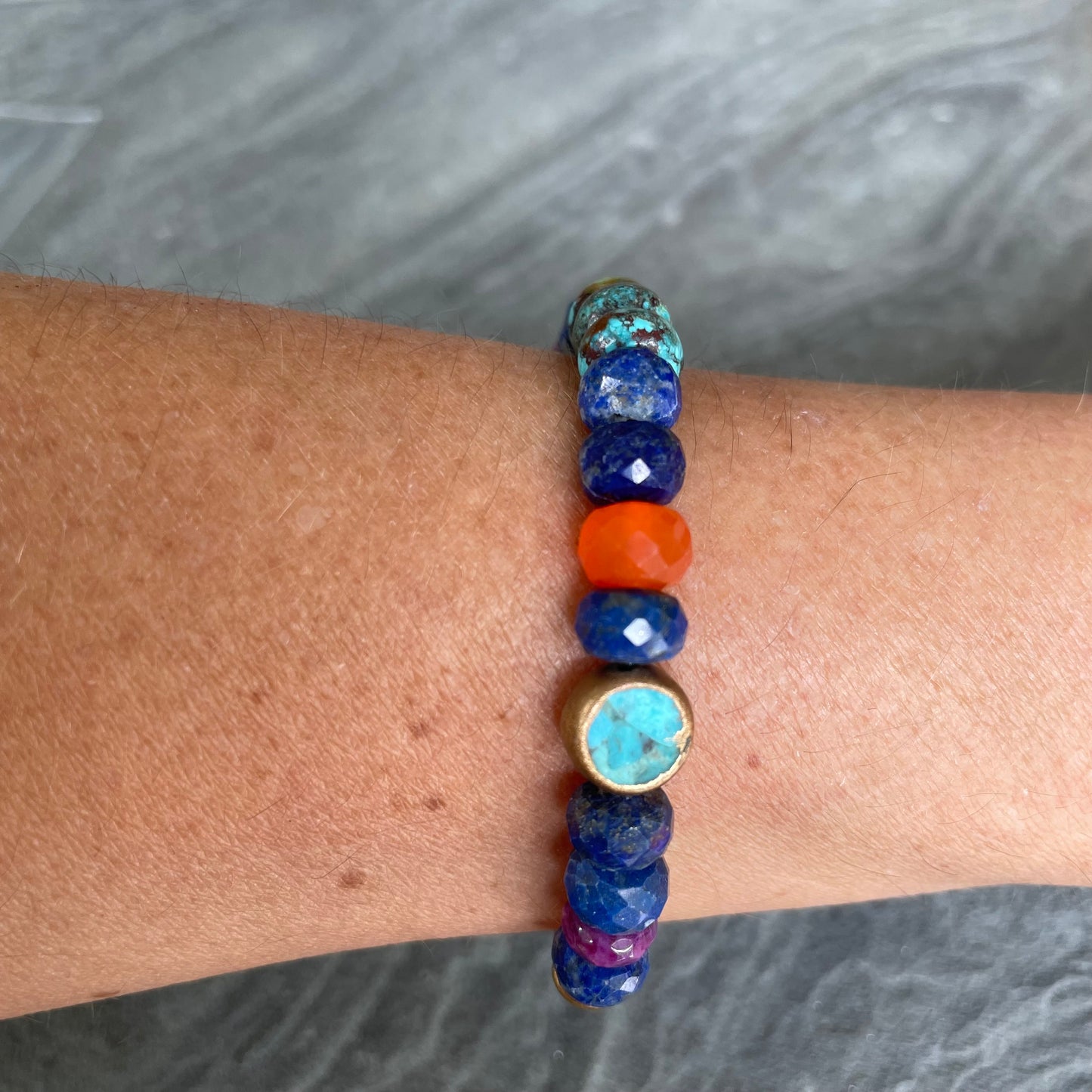 Faceted Lapis Beaded Bracelet
